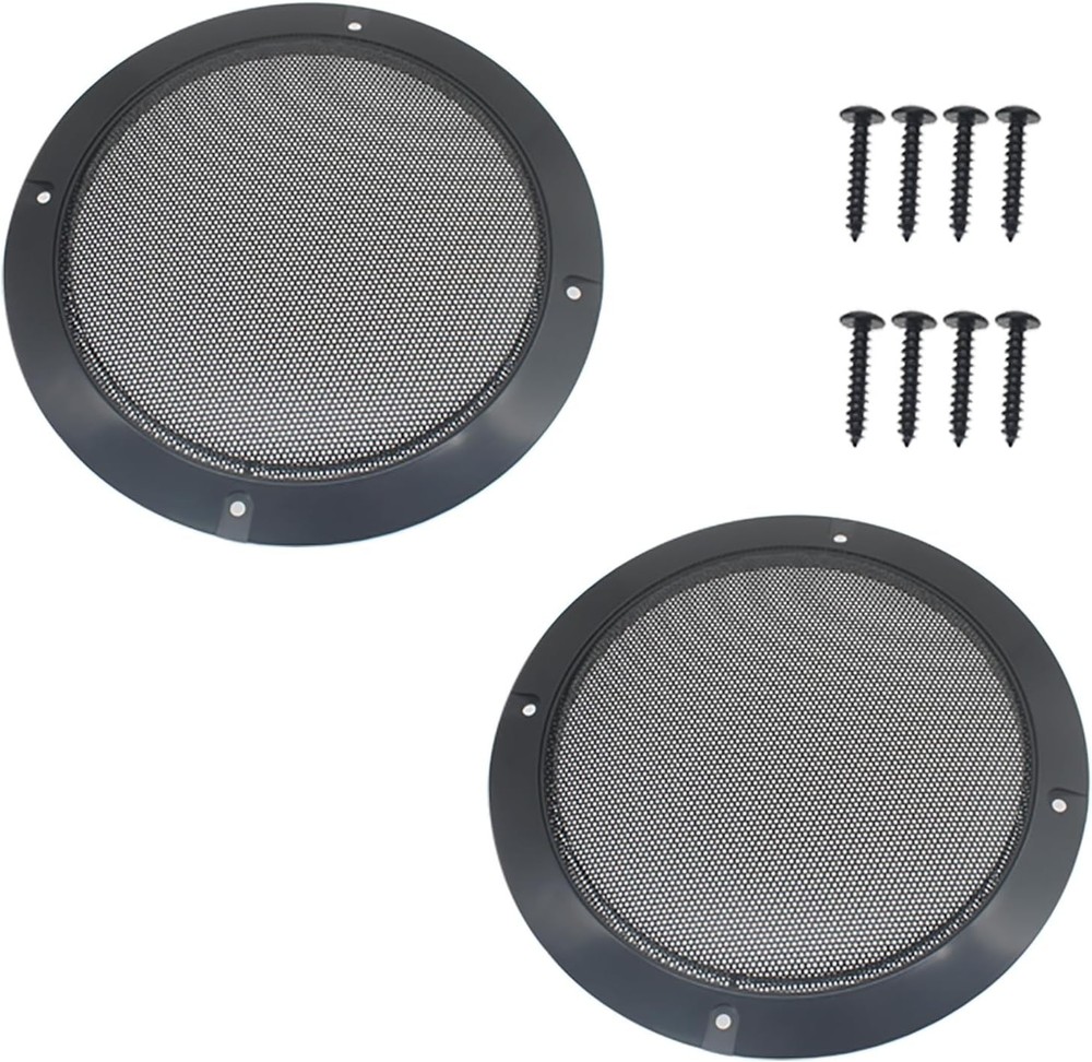 Protective Mesh Speaker Grills with Screws - Stylish Black Design Inside & Out