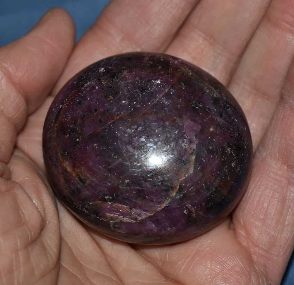 Shimmering Ruby Soap-Shaped Palm Stone #7