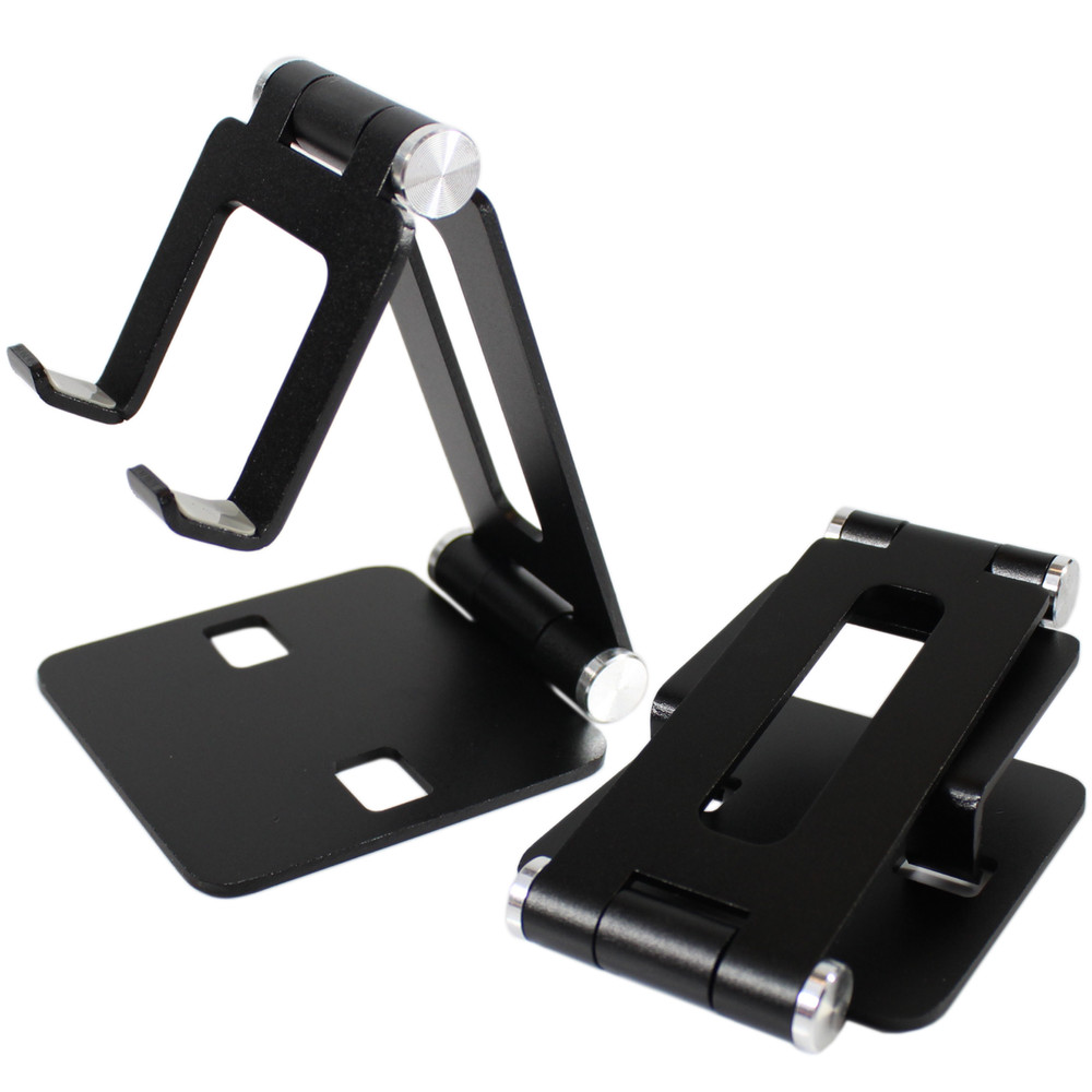Cell Phone Stand, Fully Foldable, Adjustable Desktop Phone Holder, Black Sliver