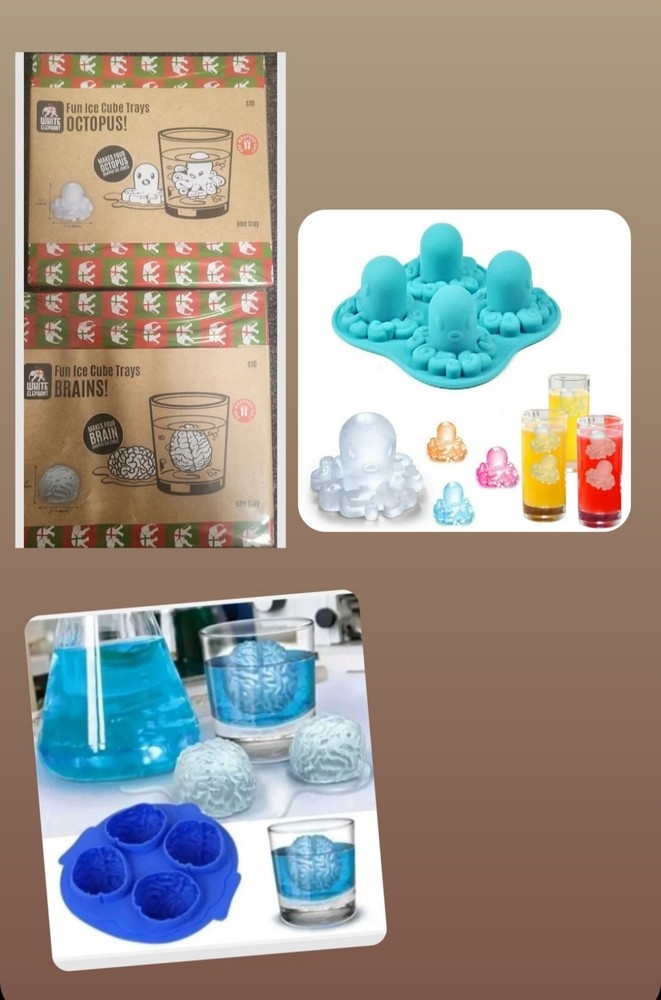 4 pack - 2 Octopus +2 BRAINS Silicone Ice Cube #drinks #science