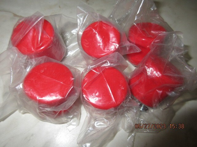 6 Vintage Knobs Wardrobe RED Plastic Pulls Cylinder Finger Grip Cabinet Drawer