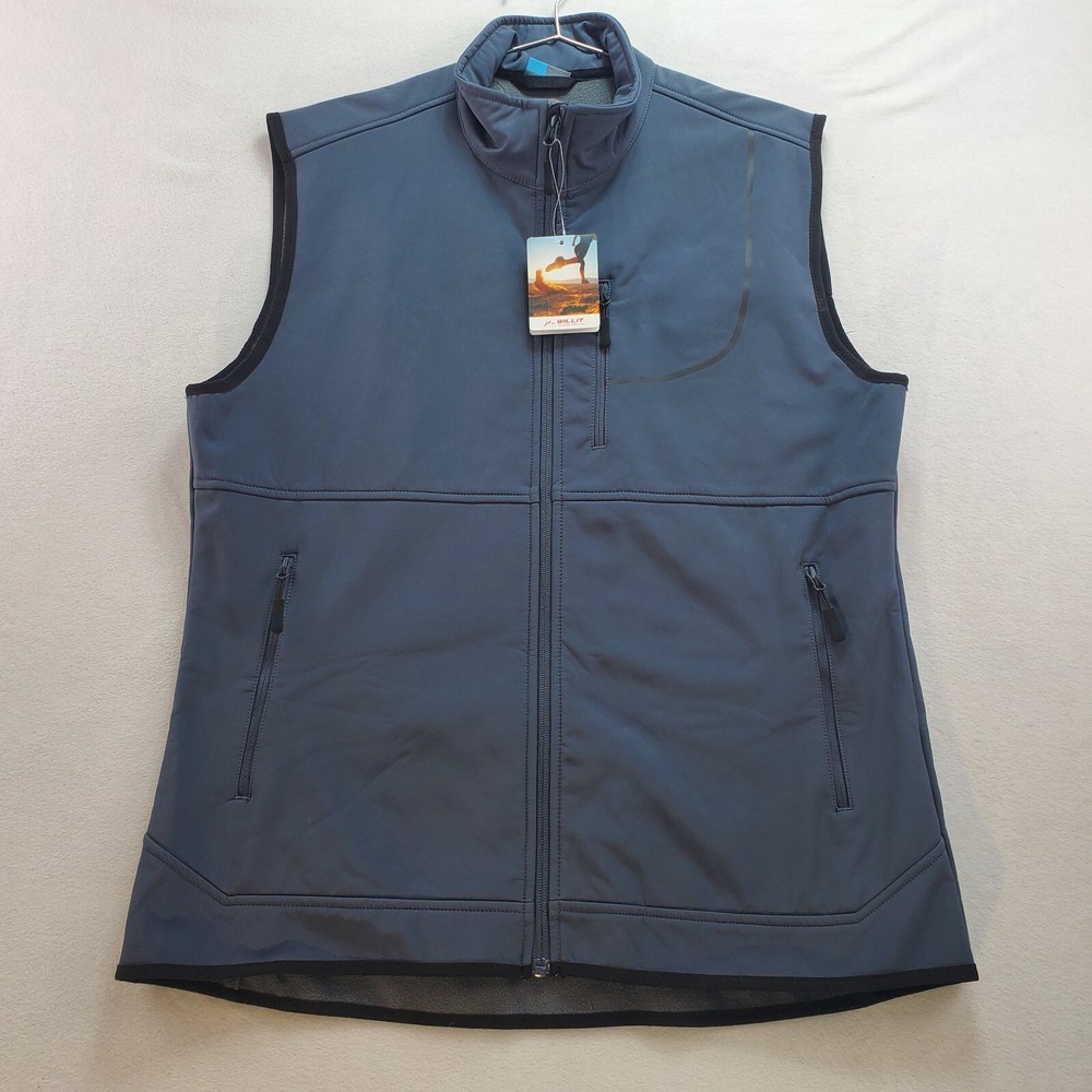 Willit Golf Vest Men's Medium Gray Polyester Stretch Fleece Softshell Full Zip