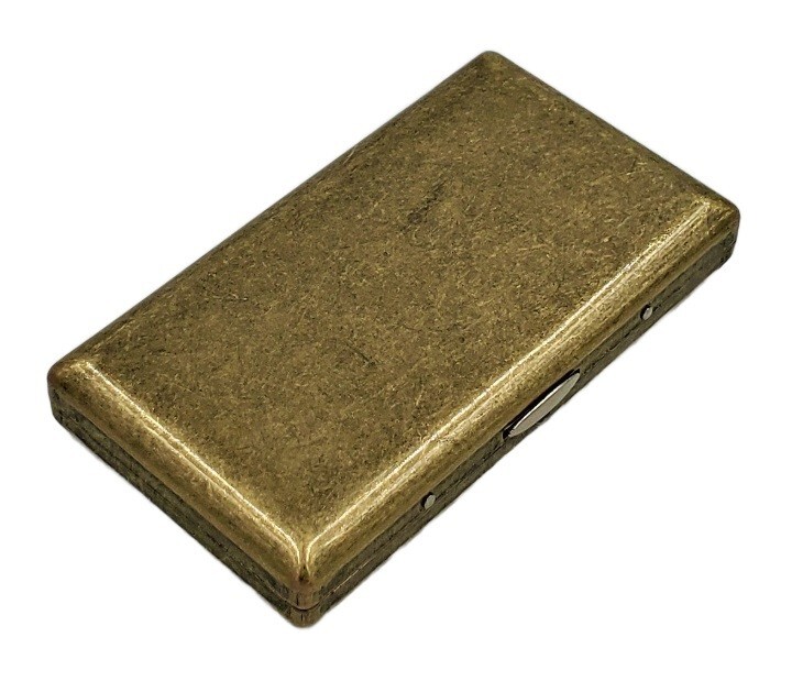 Victorian Style Cigarette Case Double Sided King & 100s Boteh Pattern Bronze