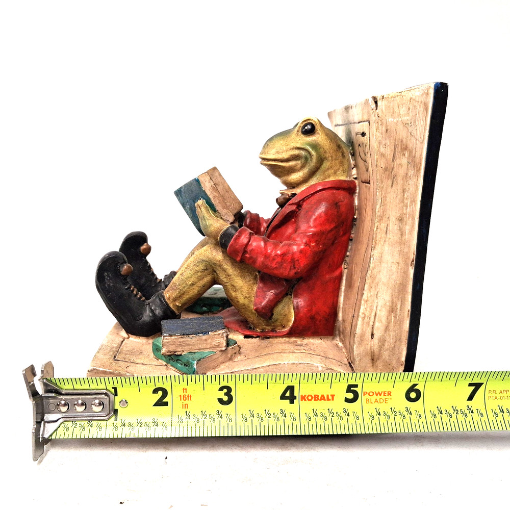 Vintage Frog Bookend Reading Book Toad Hall Wind In The Willows Style Decor