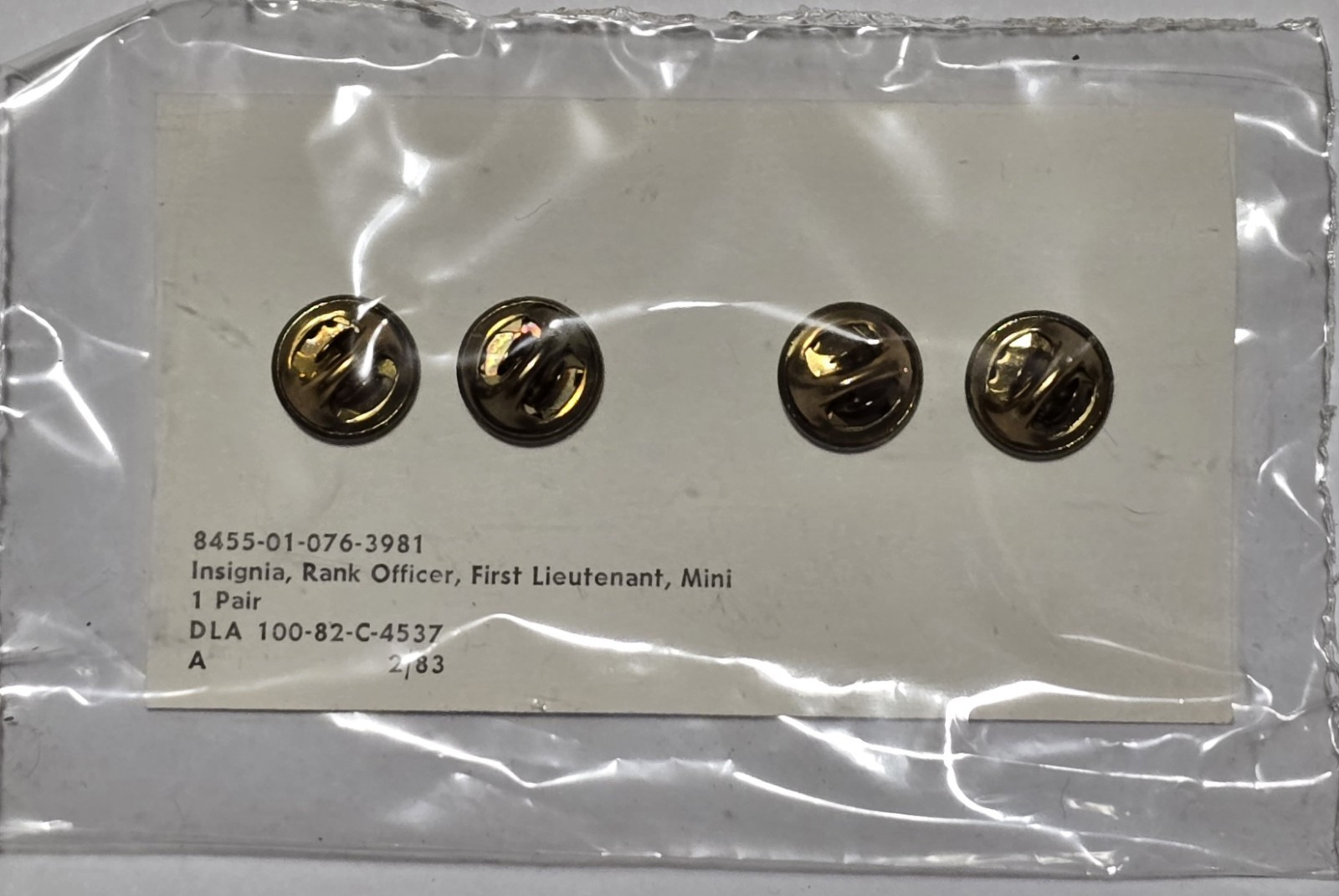 Pair of 1st LT First Lieutenant Rank Insignia Silver bars USA "Mini" NOS ARMY