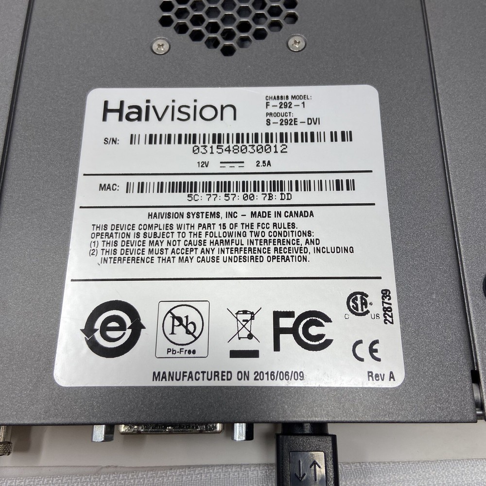 HAIVISION S-292E-DVI Makito X Single DVI Encoder Appliance