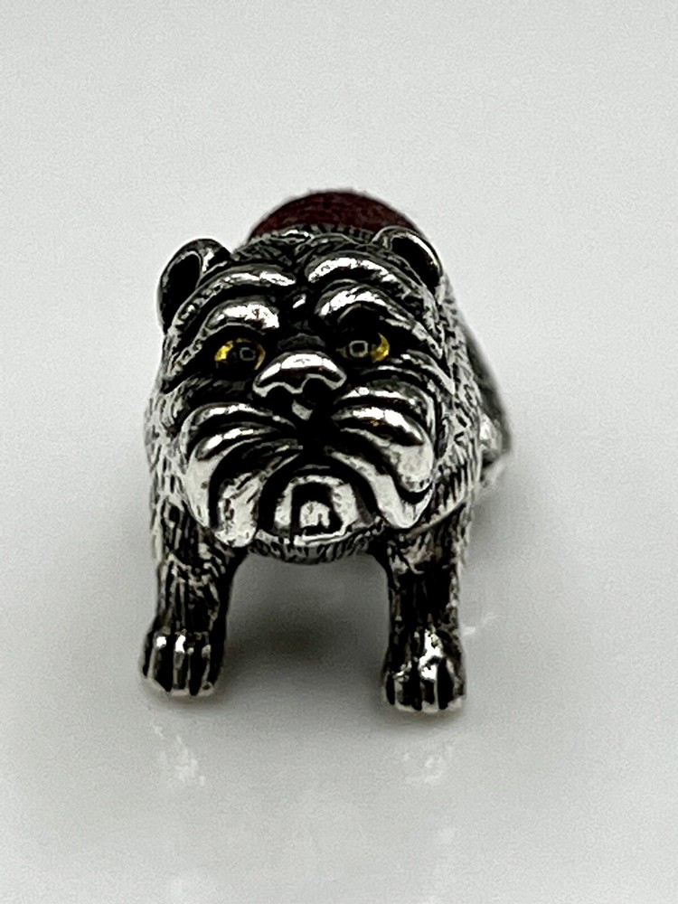 Vintage Miniature Solid Sterling Silver Bulldog Pin Cushion