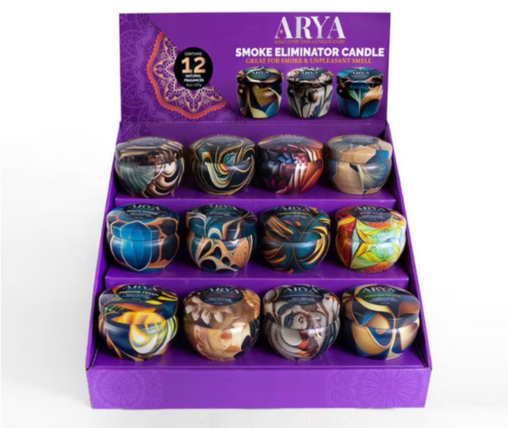 ARYA ODOR ELIMINATOR SCENTED CANDLE- 8OZ- 1CT- Assorted Scent