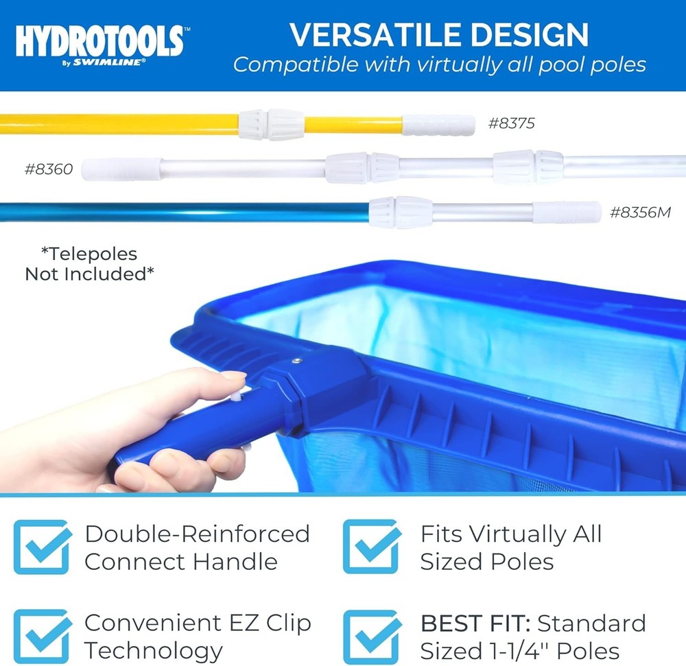 Versatile Hydrotools 8041 Leaf Rake | Reinforced Design for Pool Debris Pickup
