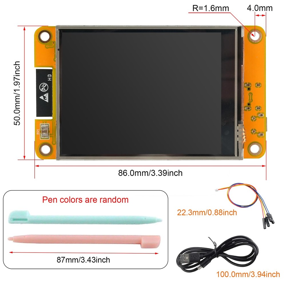 2PCS ESP32-2432S028R 2.8" TFT LCD Display Module, WiFi+BT Dual-Core ESP32 Dev...