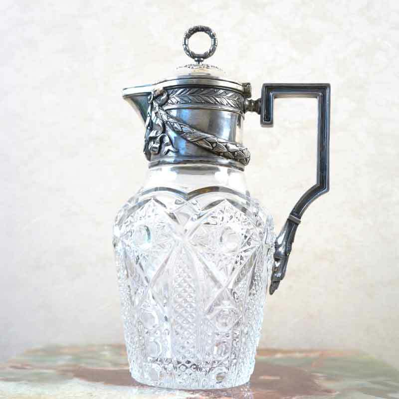 Morozov Russian Crystal Glass Silver Decanter