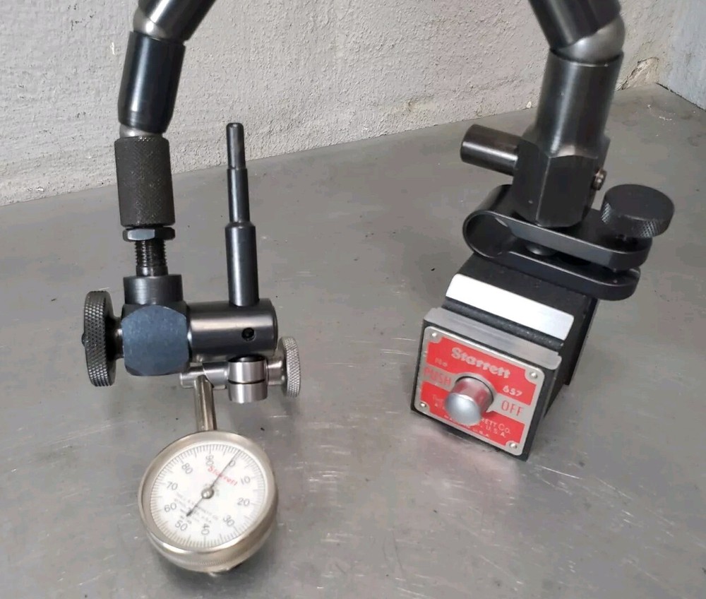 Starrett No. 657TW magnetic base w/ Flex-O-Post + 196 dial indicator set - 657