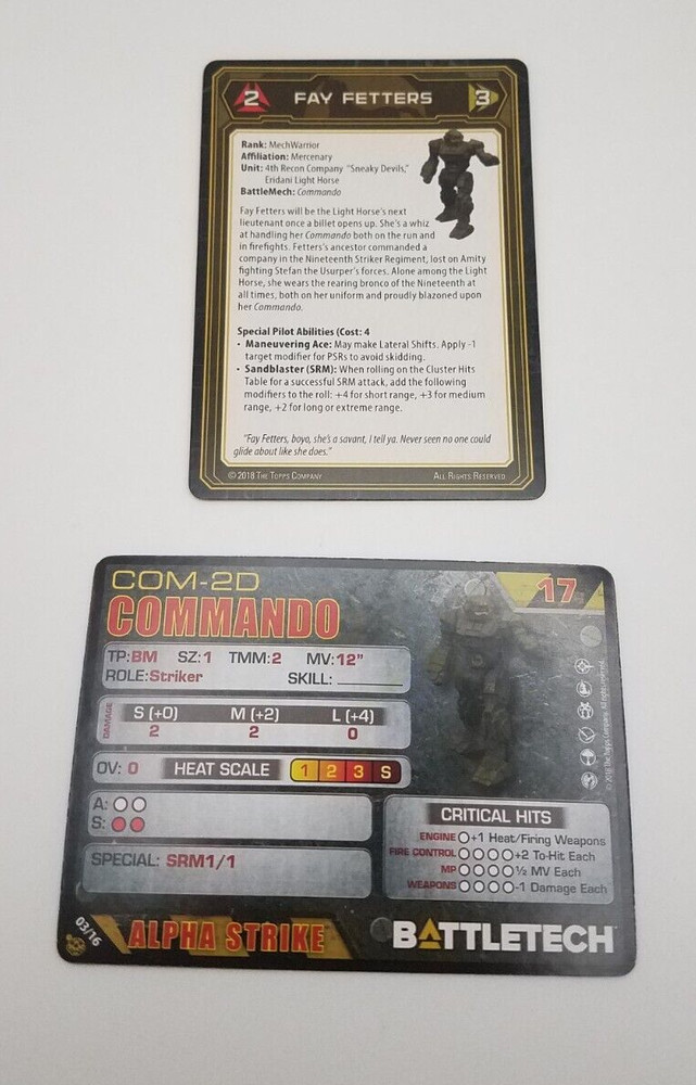 Battletech A Game Of Armored Combat - Commando *Mech & Cards*