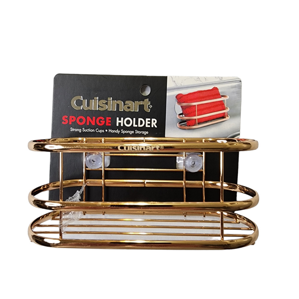 Cuisinart Sponge Basket Suction Cup Mount Kitchen Sink Tool Rack Gold