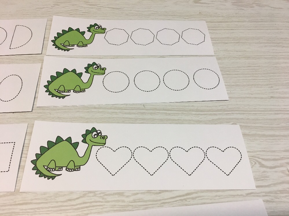 Dinosaur - Shapes Tracing - Laminated Activity Set - Teaching Supplies