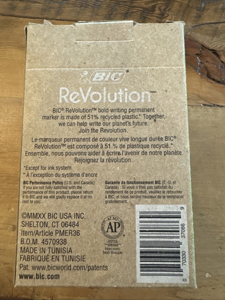 BIC Ecolutions Fine Permanent Markers, Recycled Plastic, Black, 36-Count Pack