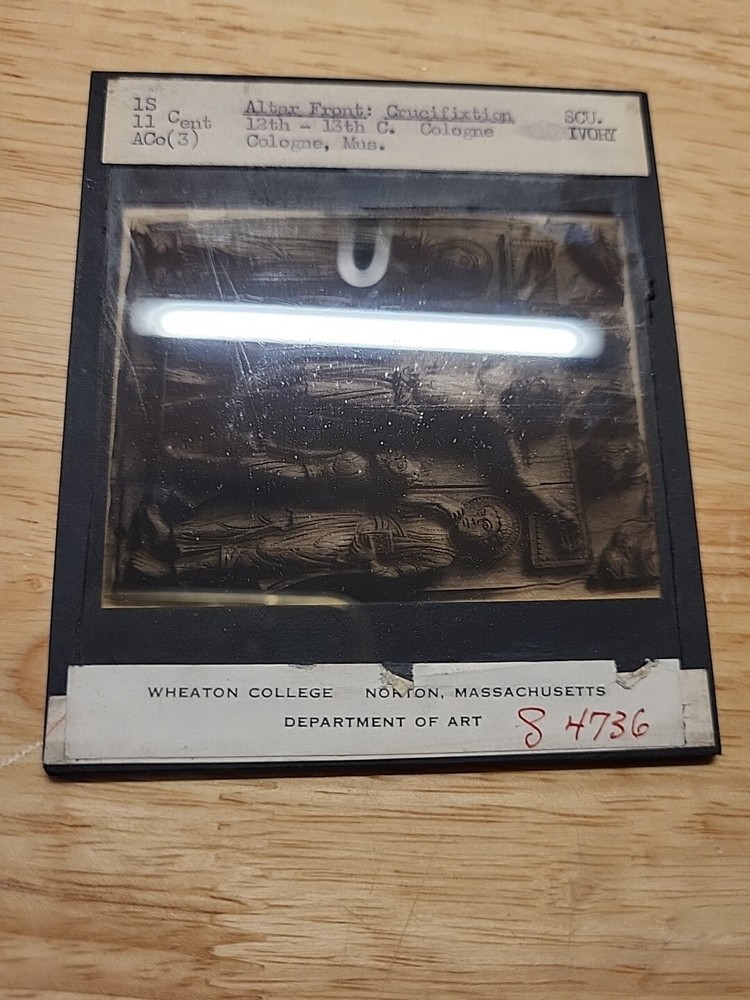 Vtg Magic Lantern Slide-Altar Front:Crucifixtion:12-13th C Cologne