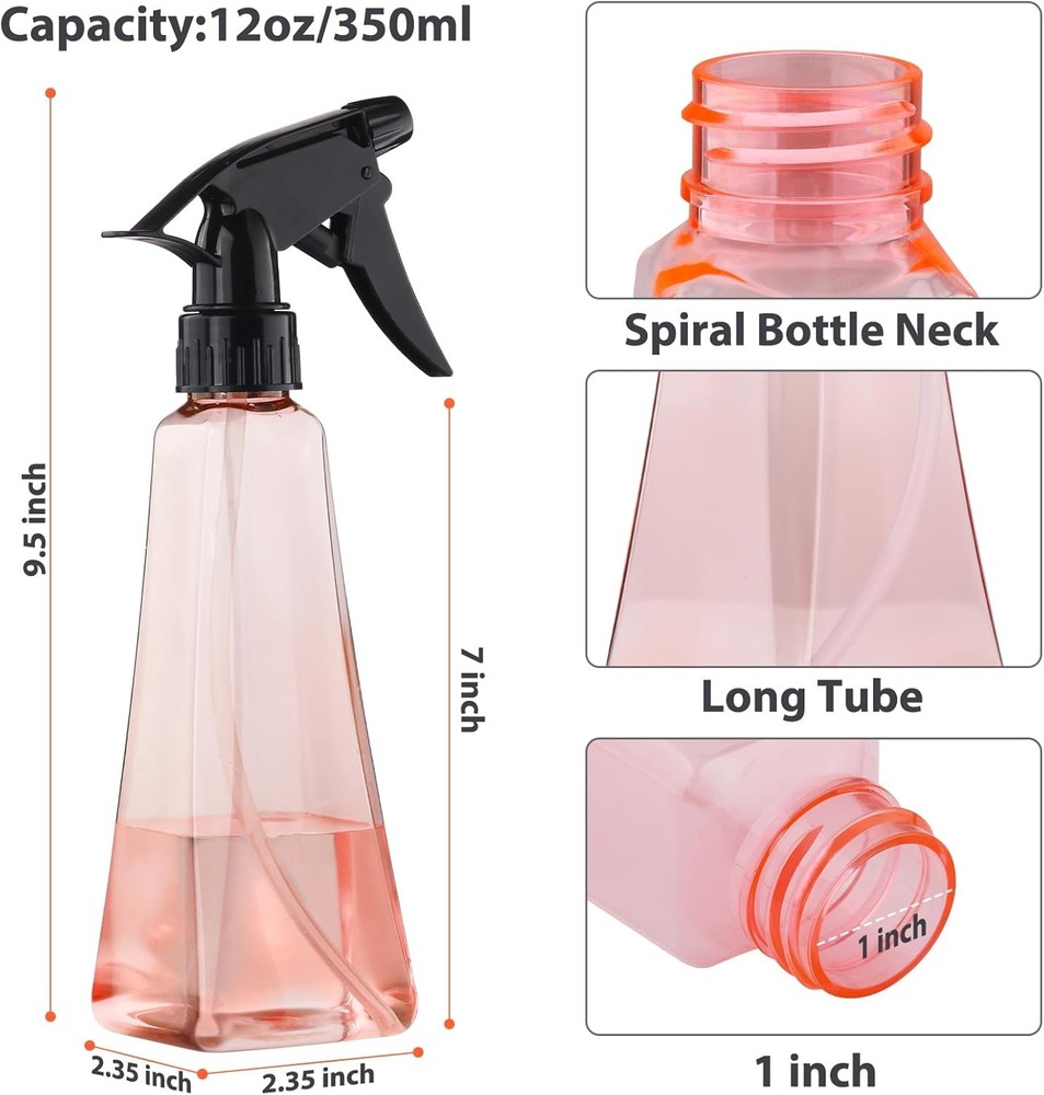 Spray Bottles (2-Pack, 12 Oz.) Mist/Stream, Plastic Water Clear +