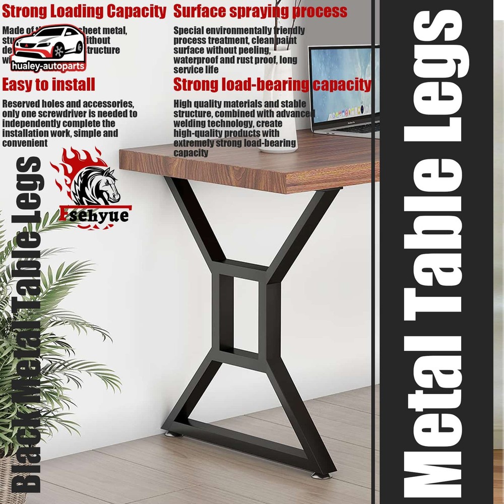 28''X-Shaped, 2PCs 440 Lbs Capacity, Black, Anti-Rust Iron, Baking Table Leg