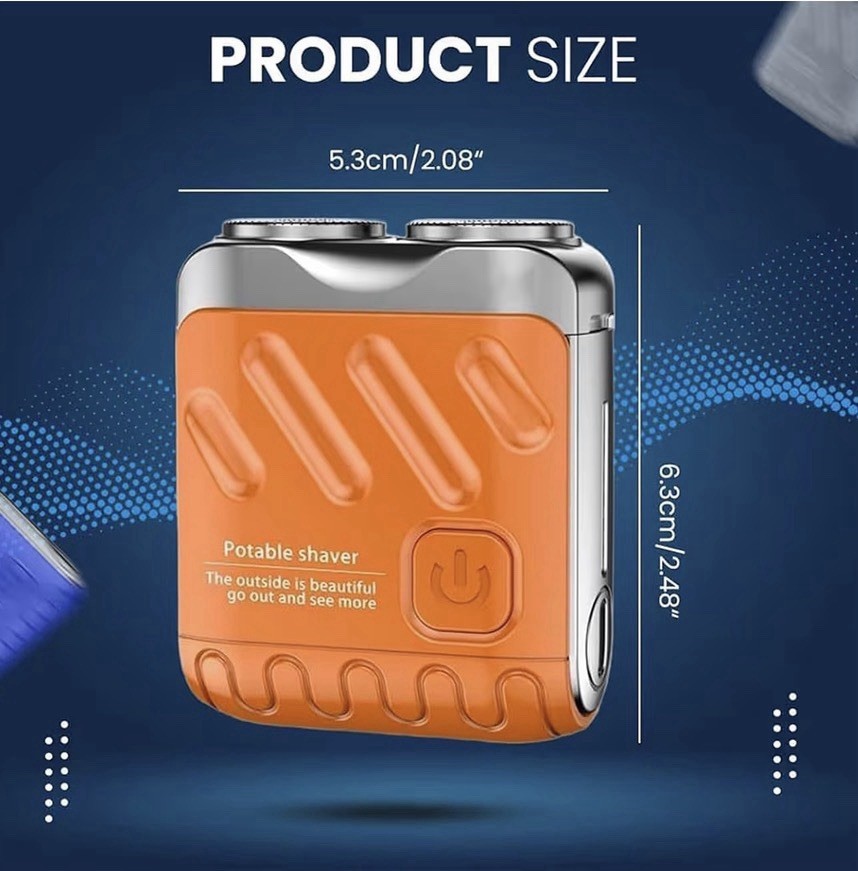 Portable Electric Mini Shaver USB-C Rechargeable Double Ring Razor IPX7