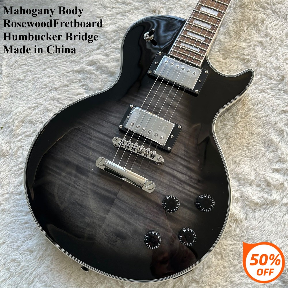 Custom Electric Guitar: LP Style, Quilted Maple, Chrome, HH Pickups