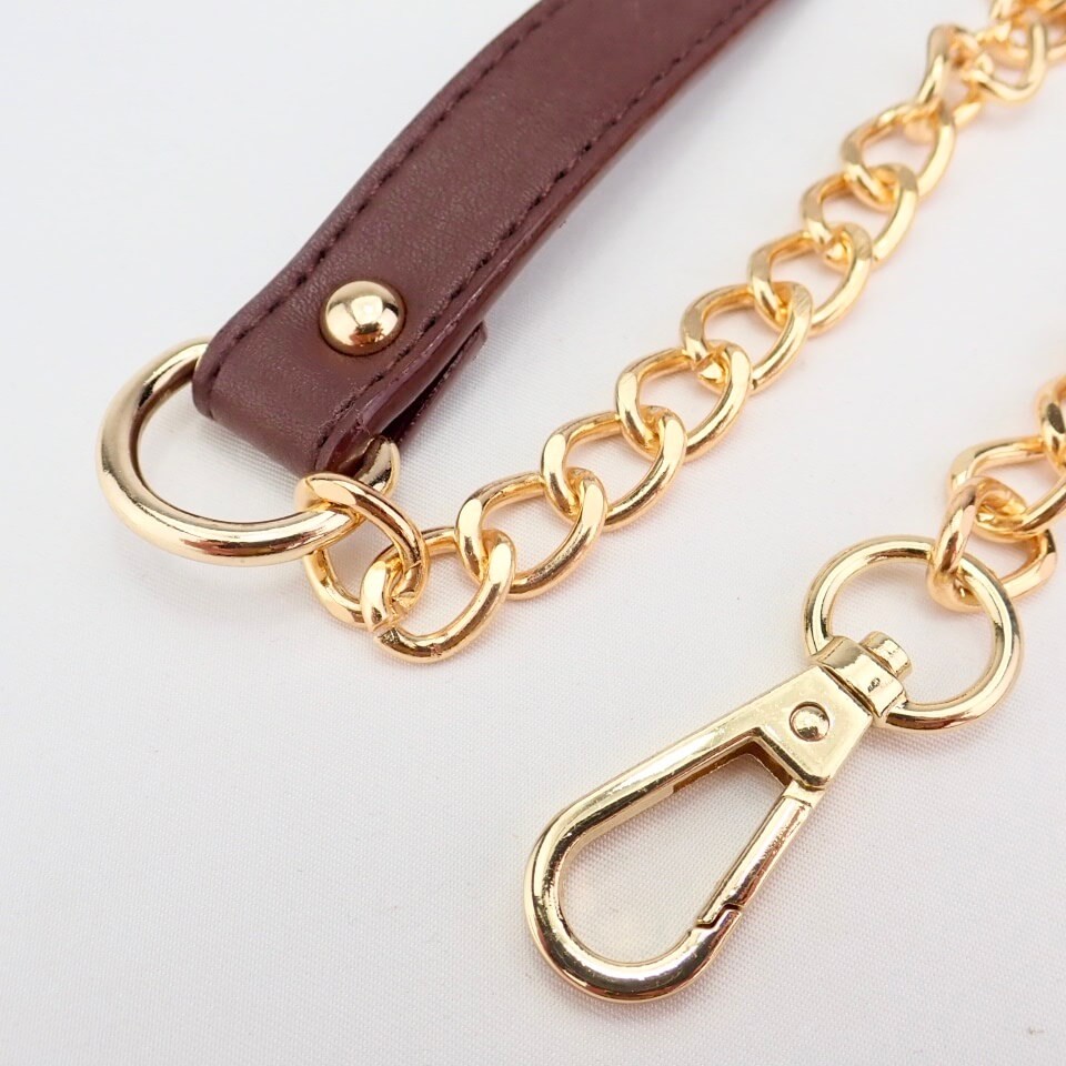 Center Leather Chain Shoulder Strap (Dark Brown) Cottonraffia