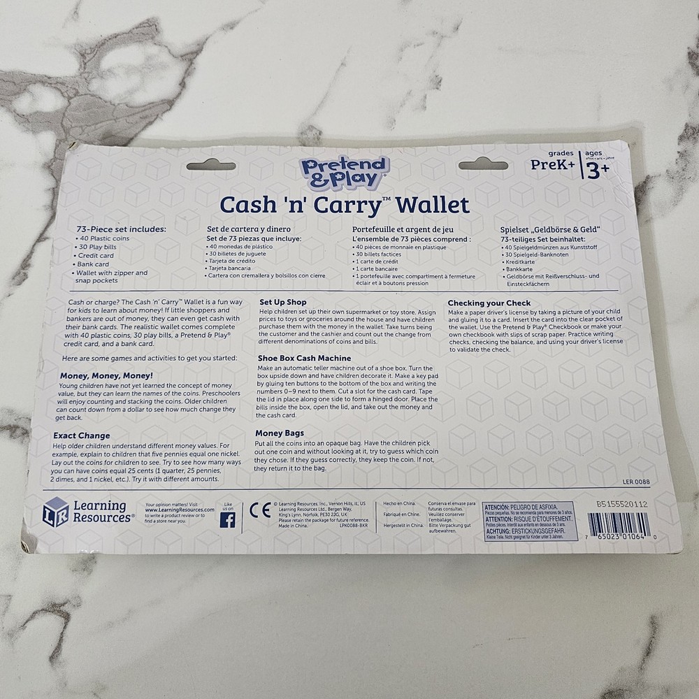 Learning Resources Pretend & Play Cash n' Carry Wallet 72 Pc.