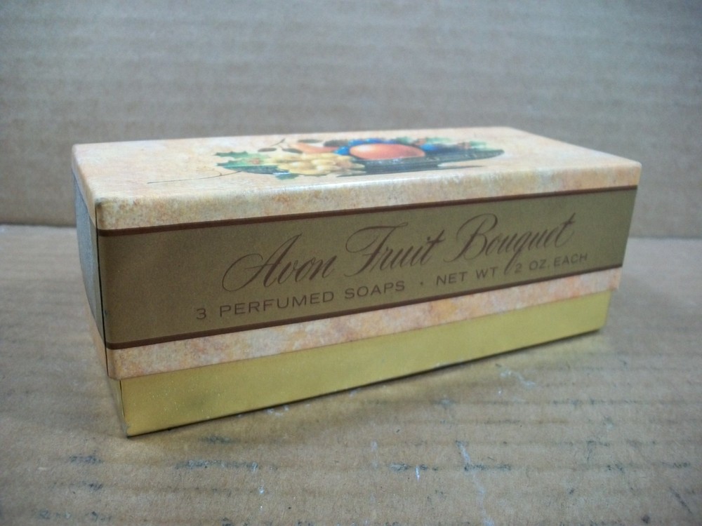 Vintage Avon Fruit Bouquet ~ 3 Perfumed Soaps - Grape, Orange, Pear ~ with Box