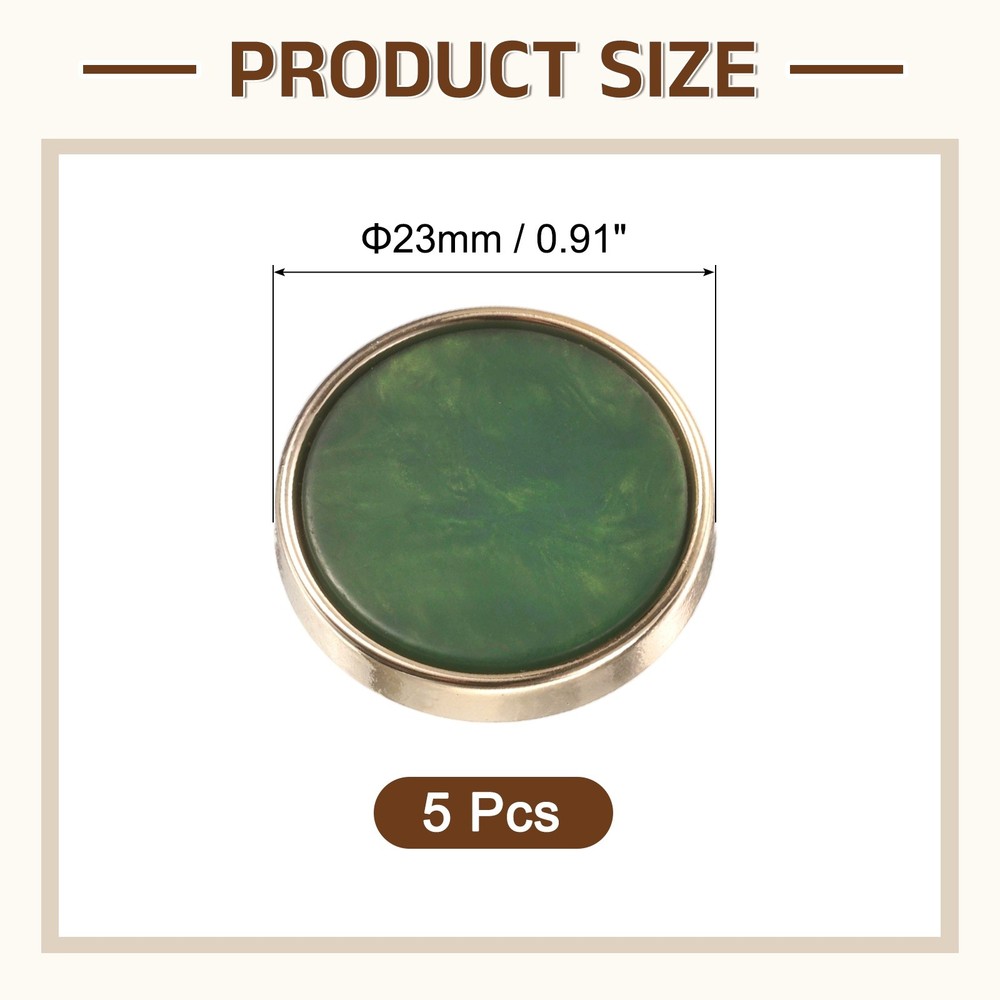 5Pcs Round Button, 23mm/0.9" Resin Decorative Pattern Button, Dark Green