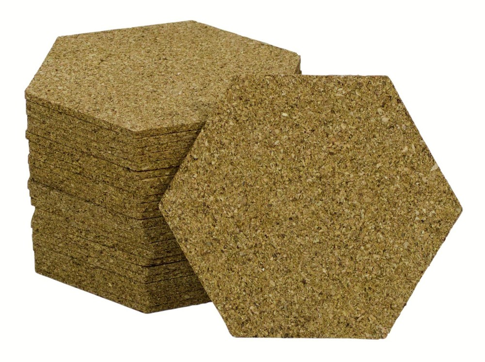 Hexagon Cork Coasters 1/8inch Thick 24count