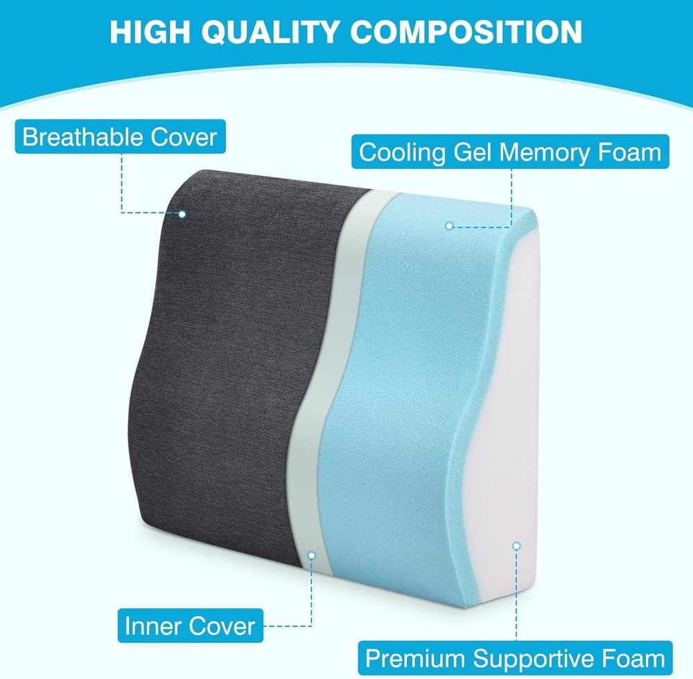 TANYOO Back Support Pillow for Recliner Dual Layer Lumbar Medium, Dark Grey