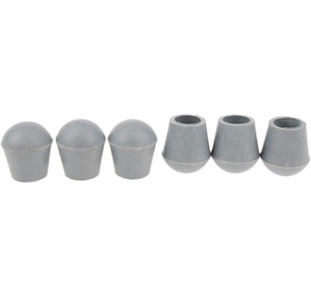 6 Pieces of Folding Rubber Tip for Triangular Stool Crutches 7/8" - Gray