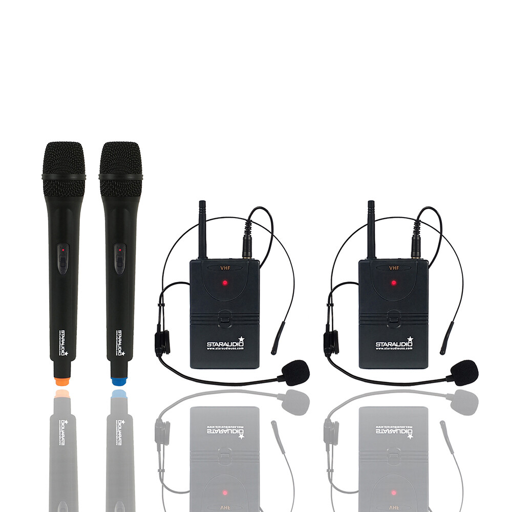 Wireless VHF Microphone System Handheld & Headset Lavalier Bodypacks Microphones