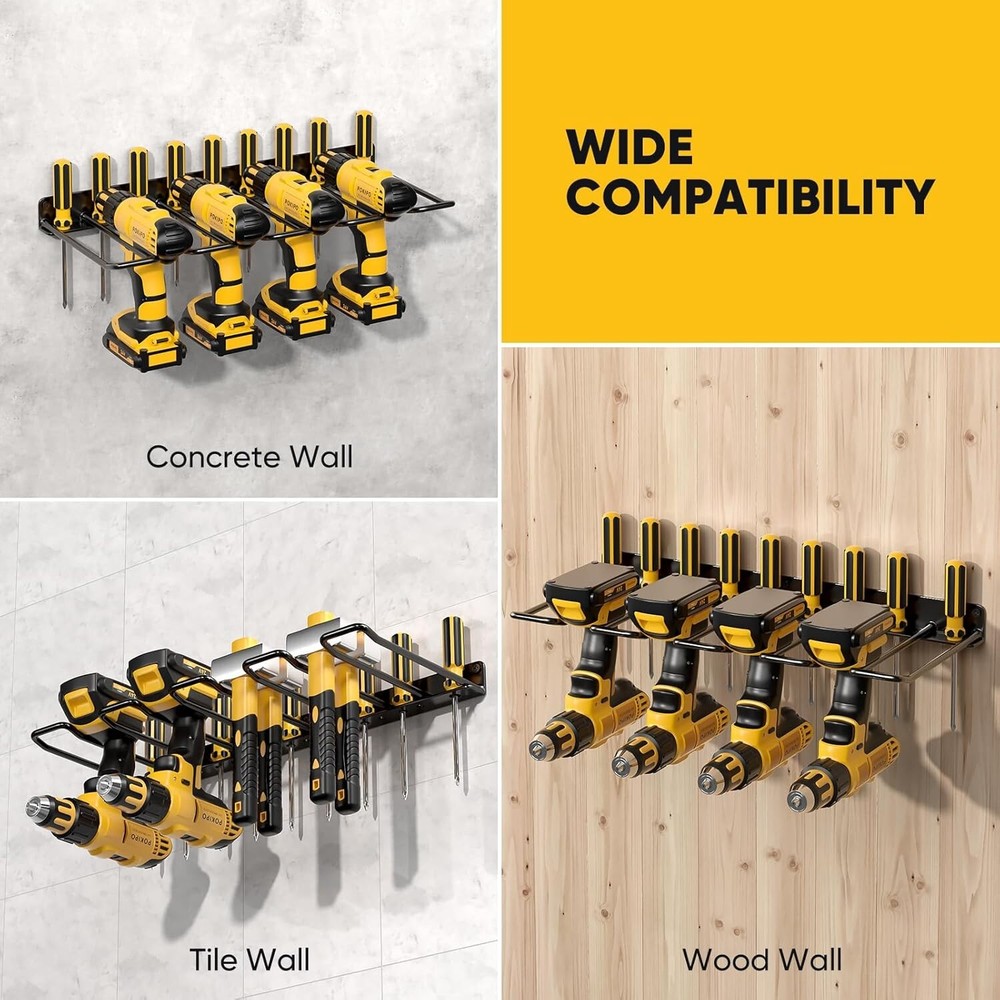 Power Tool Organizer Wall Mount Drill Holder Heavy Duty Tool Rack Garage Storage