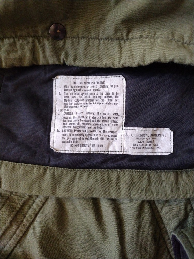 Chemical Protective Suit Jacket/Pants Size Large