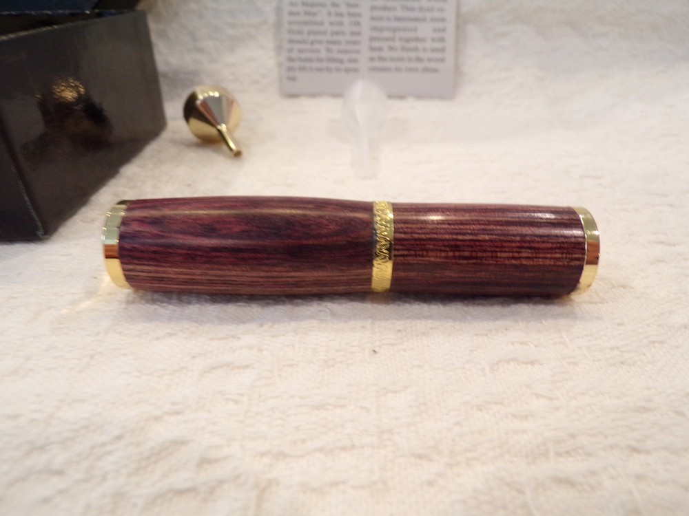MIB Unused Artesian Made Dymond Wood & 10K Gold Plated Perfume ATOMIZER