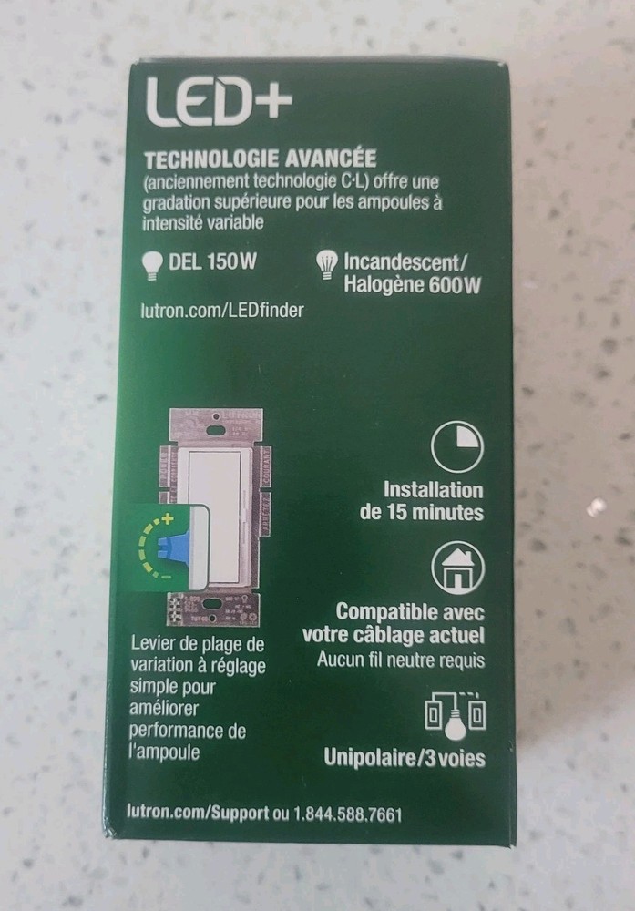 Lutron DVCL-153P-WH Dimmer Wall Light Switch - White