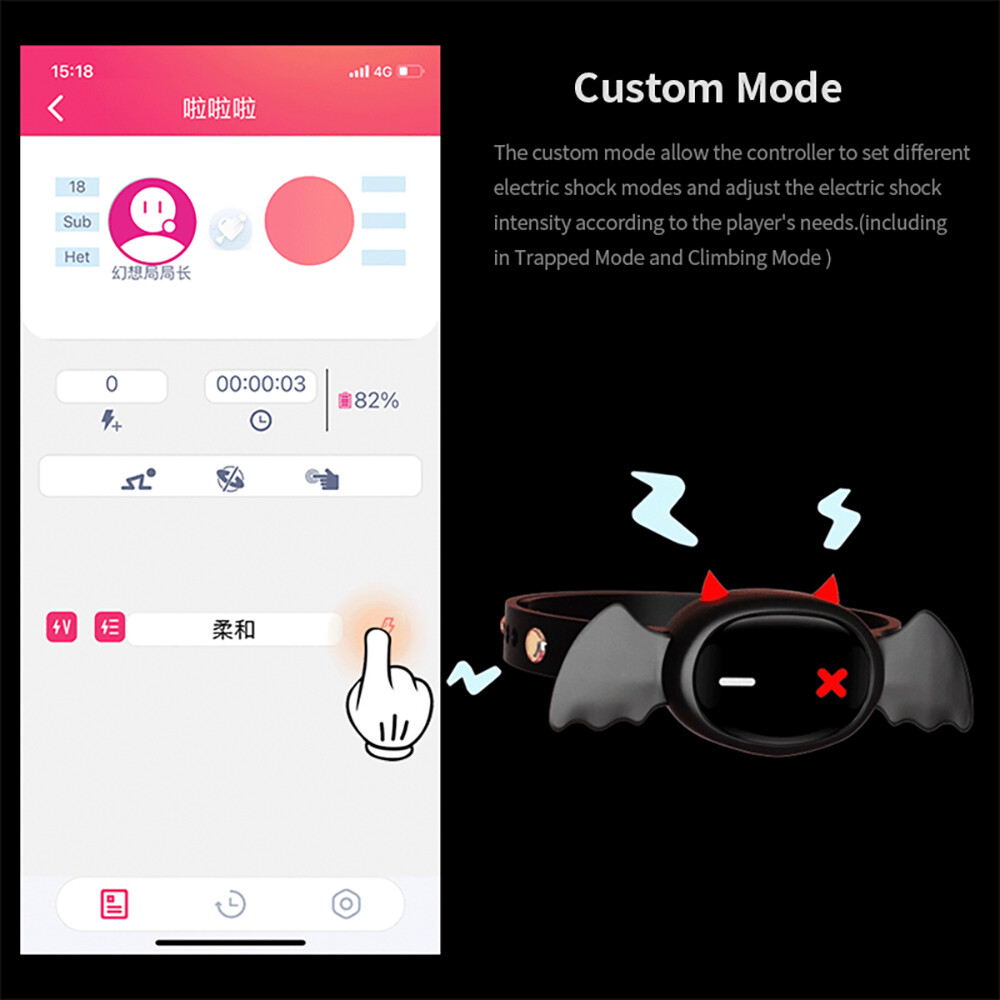 Electro Collar Electric-Stim Devil App Remote Control Bondage Neck Collar Shock