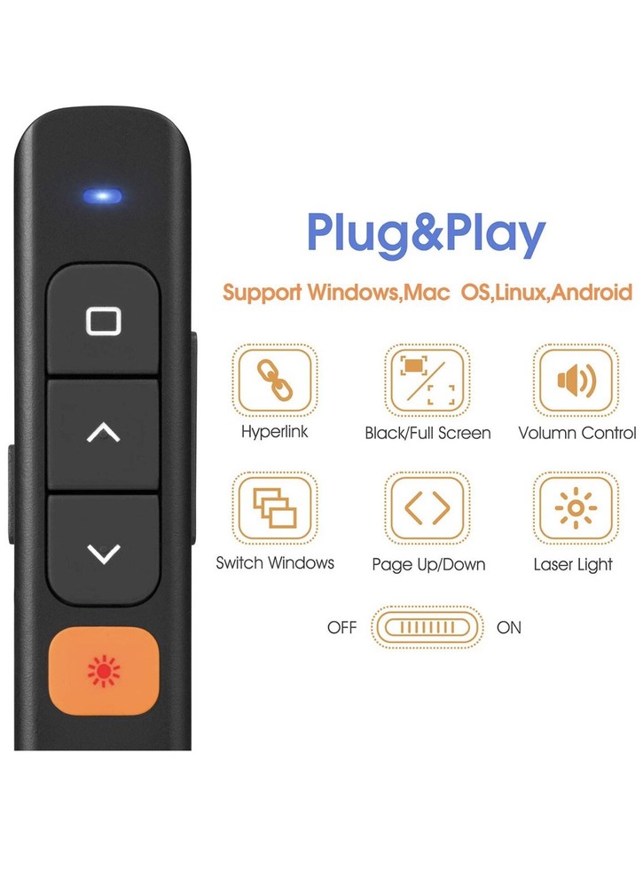 Wireless Powerpoint Presenter Hyperlink Multi-Media Volumn Control RF 2.4GHZ