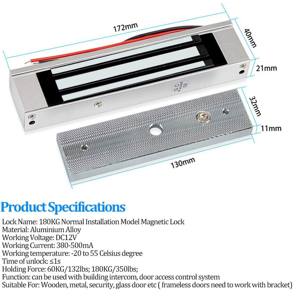 RFID Door Access Control System Kit Home Security System IP68 with 180Kg/320Lb