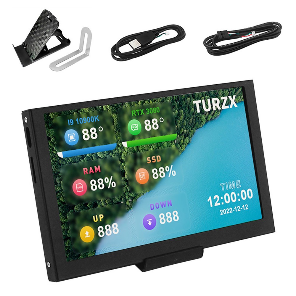 1Pc Black 5" USB Computer Secondary Screen CPU GPU RAM HDD PC Data Monitor Panel