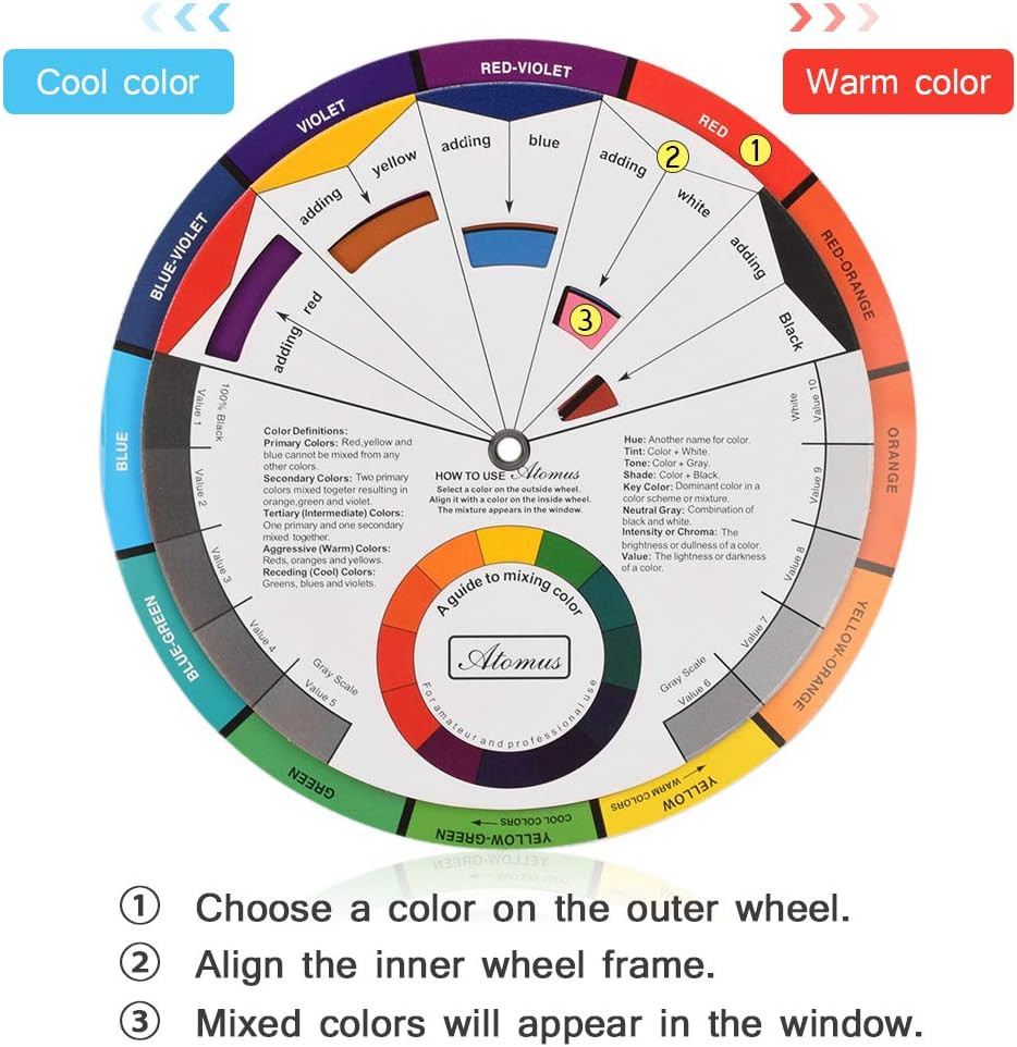 Creative Color Wheel, Paint Mixing Learning Guide, Art Class Teaching Tool for M