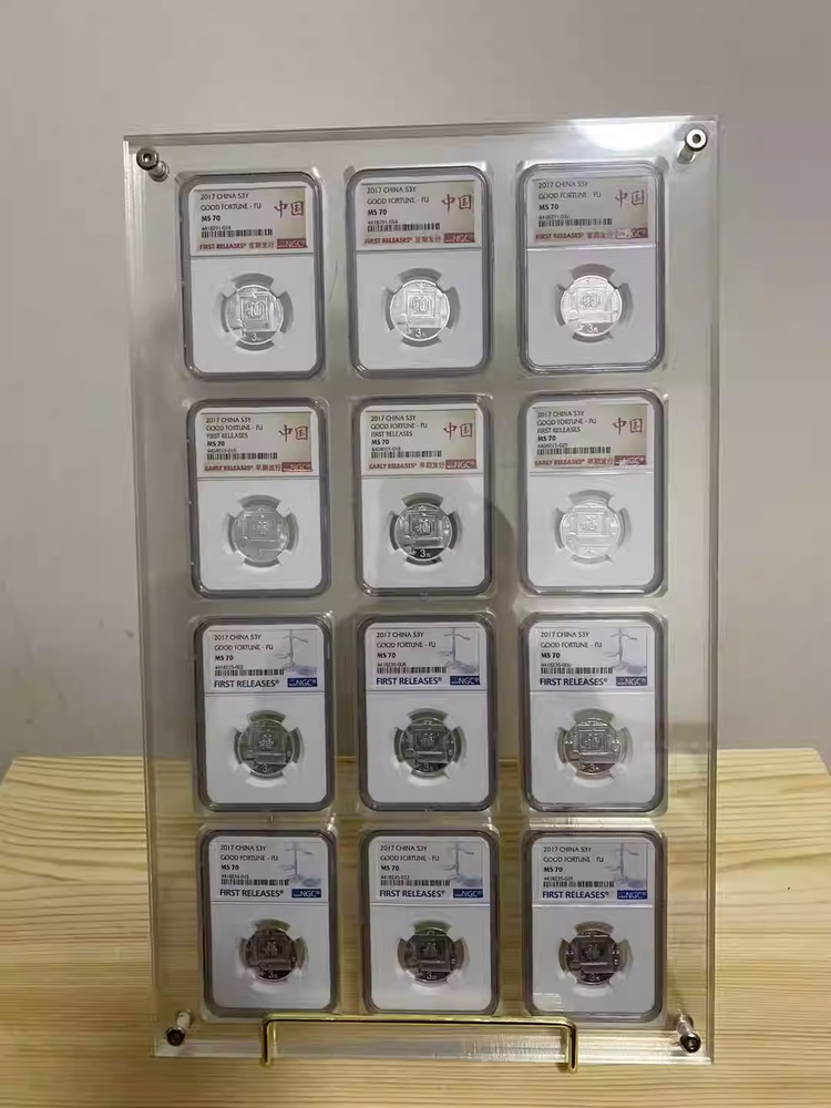 12 Grids Acrylic Display Case Protective Frame Stand Box for ANACS/NGC/PCGS Slab