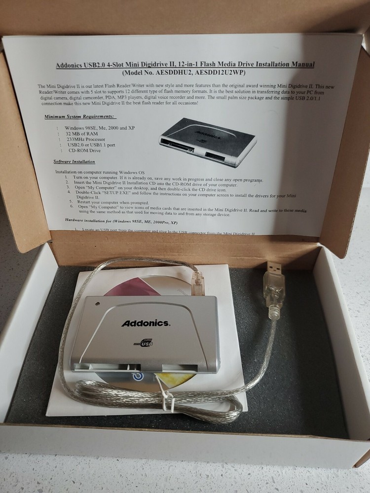 Addonics Digidrive Series 4-slot Mini PC card reader memory used works tested