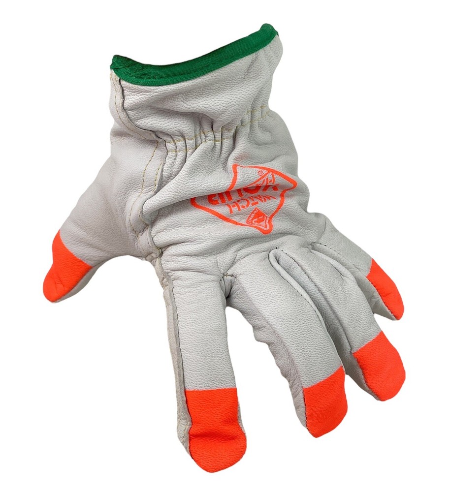 ☀️(1 Pair) Goat Skin Leather Hi-Vis Drivers Gloves, Cut Resistant Lined, Medium