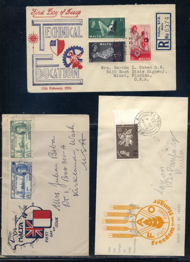 Malta   3  cachet  covers, one registered