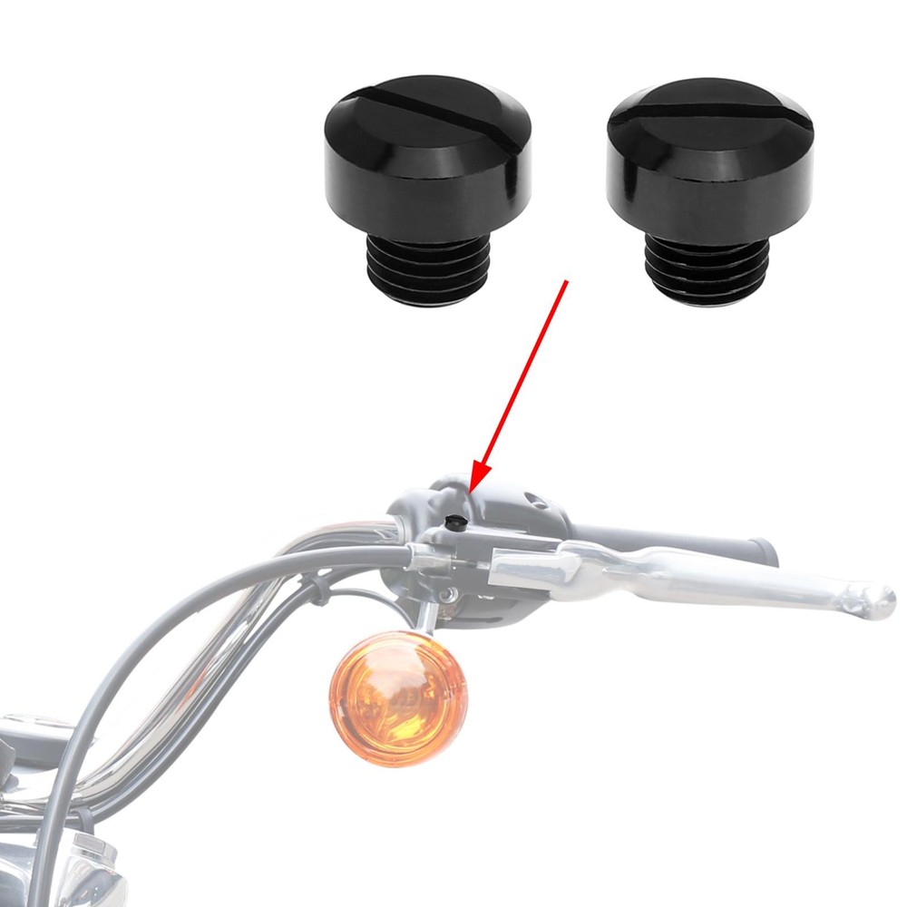 2pcs M10x1.25 Motorcycle Left Side Mirror Side Hole Screw Caps Black
