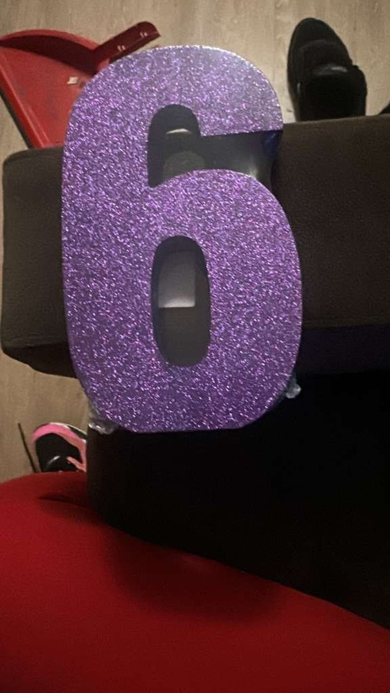 7.8 Inch Purple Glitter Number