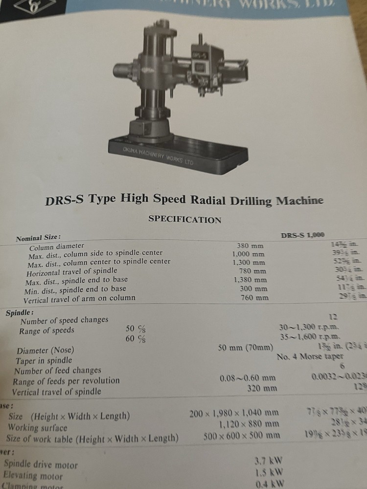 Okuma Machinery Works Specification Catalog,various lathes