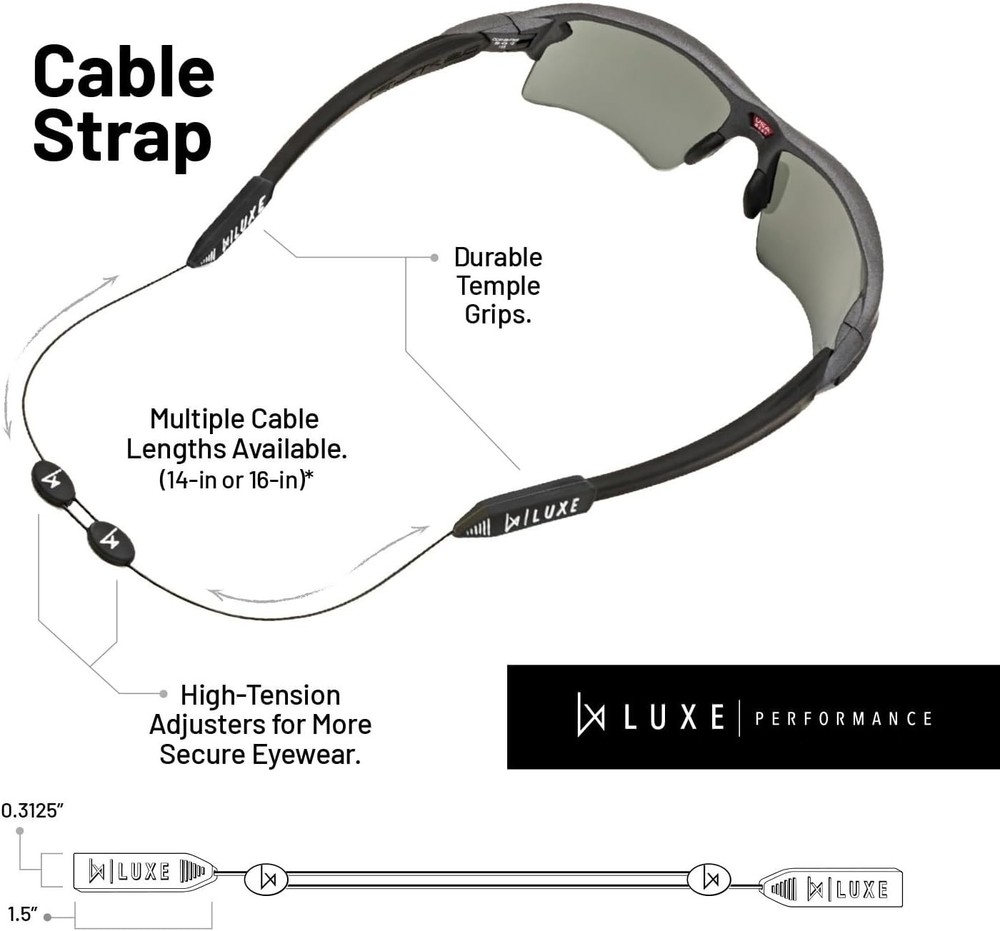 Durable Adjustable Sunglasses Strap | Luxe Black Eyewear Retainer for Active Men